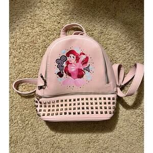 Disney Princess Ariel Little Mermaid Hand Painted Faux Leather Studded Mini Bag
